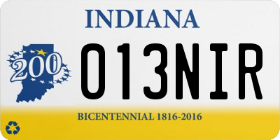 IN license plate 013NIR