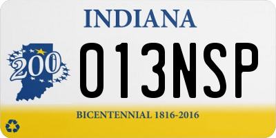 IN license plate 013NSP