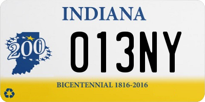 IN license plate 013NY