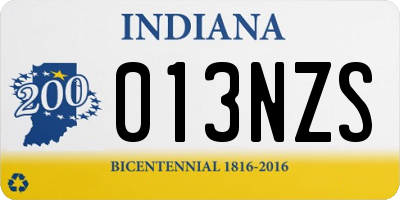 IN license plate 013NZS