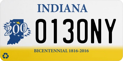 IN license plate 013ONY
