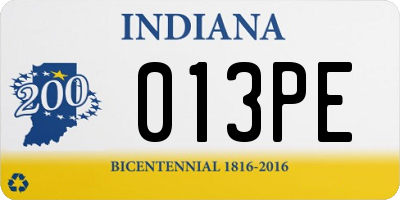 IN license plate 013PE