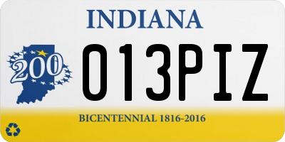 IN license plate 013PIZ