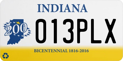 IN license plate 013PLX