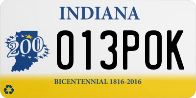 IN license plate 013POK