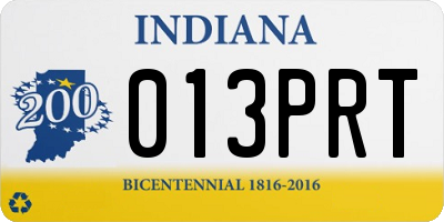 IN license plate 013PRT