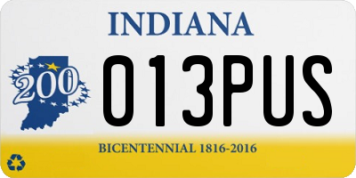 IN license plate 013PUS