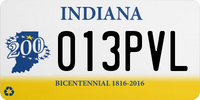 IN license plate 013PVL