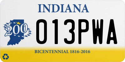 IN license plate 013PWA