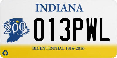 IN license plate 013PWL