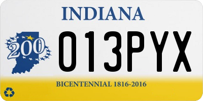 IN license plate 013PYX