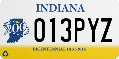 IN license plate 013PYZ