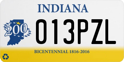 IN license plate 013PZL