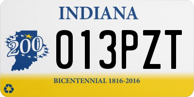IN license plate 013PZT