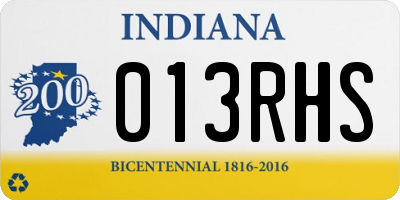 IN license plate 013RHS