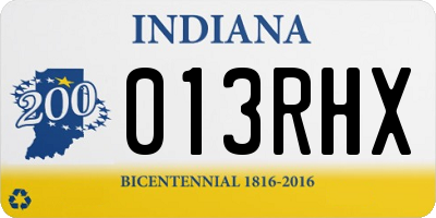 IN license plate 013RHX