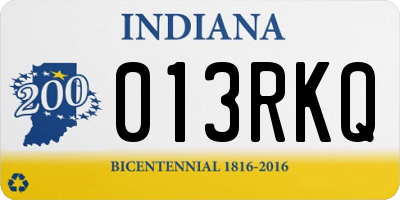 IN license plate 013RKQ