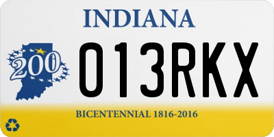 IN license plate 013RKX