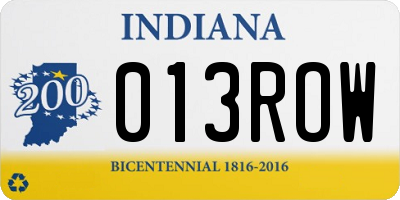 IN license plate 013ROW