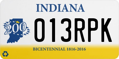 IN license plate 013RPK