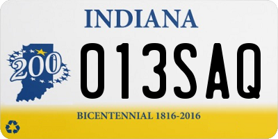 IN license plate 013SAQ