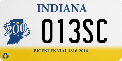 IN license plate 013SC