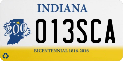 IN license plate 013SCA