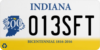 IN license plate 013SFT