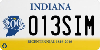 IN license plate 013SIM