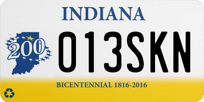 IN license plate 013SKN