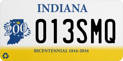 IN license plate 013SMQ