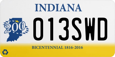 IN license plate 013SWD