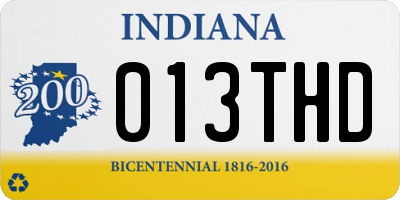 IN license plate 013THD