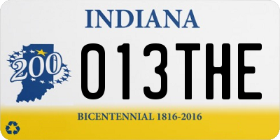 IN license plate 013THE