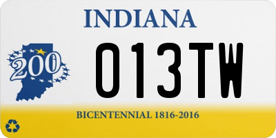 IN license plate 013TW