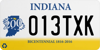 IN license plate 013TXK
