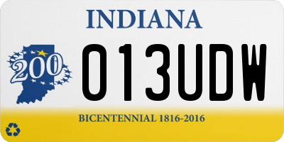 IN license plate 013UDW