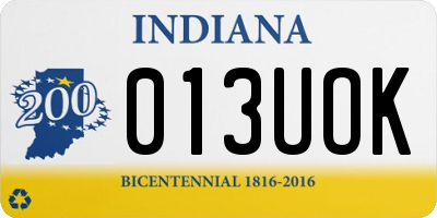 IN license plate 013UOK