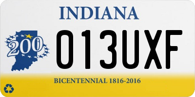 IN license plate 013UXF