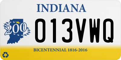 IN license plate 013VWQ