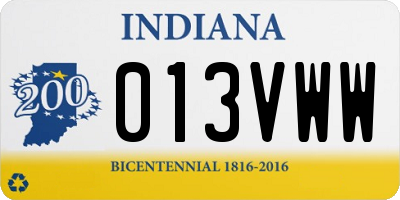IN license plate 013VWW
