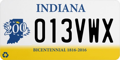 IN license plate 013VWX