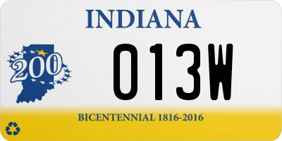 IN license plate 013W