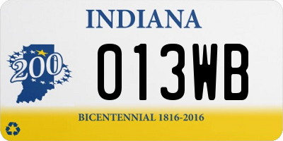 IN license plate 013WB