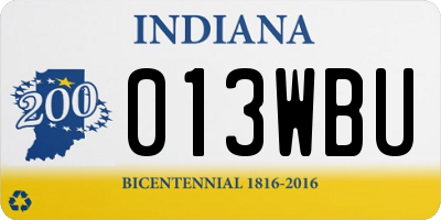 IN license plate 013WBU