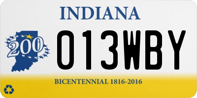IN license plate 013WBY