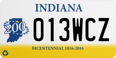 IN license plate 013WCZ