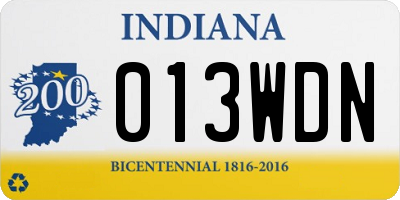 IN license plate 013WDN