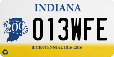 IN license plate 013WFE