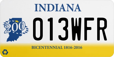 IN license plate 013WFR